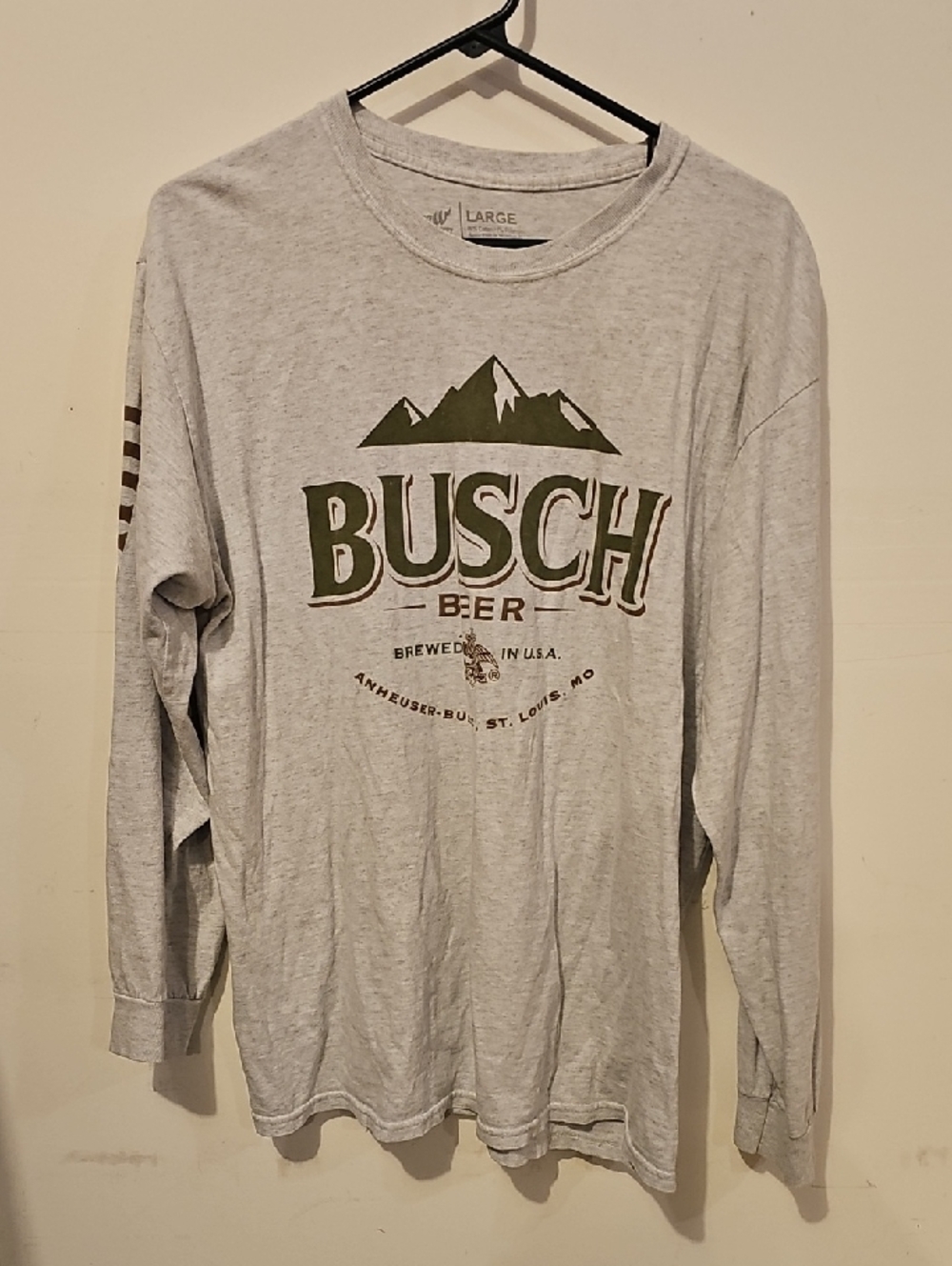 BREW CITY-Busch Light Long Sleeve Shirt Sz Large!! Mens!!